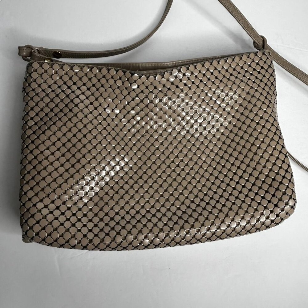 Whiting & Davis Shoulder Bag Womens Nude Metal Mesh Crossbody Made USA Purse